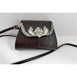 Ann Turk Vintage Brown Croc Leather Mini‎ Crossbody Bag